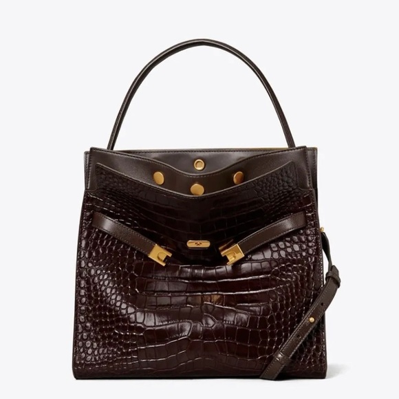 Tory Burch Handbags - Tory Burch Lee Radziwill Leather Double Bag -Pumpernickel Limited Edition